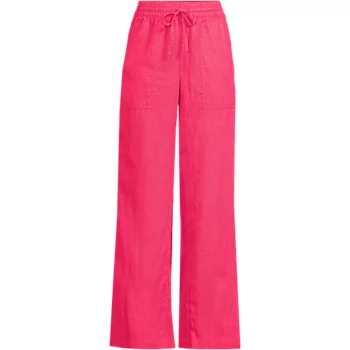 Women's Pure Premium Linen Wide Leg Pull-on Trousers